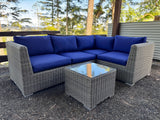 Blue Dasher ~ 4 seat Sectional and Cube Table