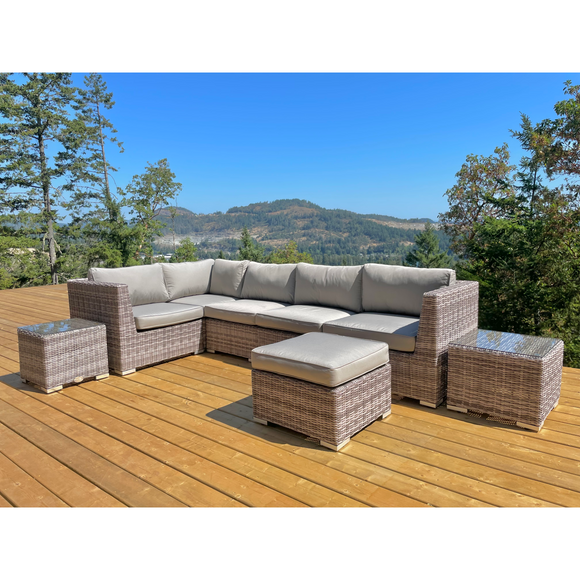 Monarch ~ Solid Core ~ 5 Seat Sectional, 2x Cube Tables & Ottoman